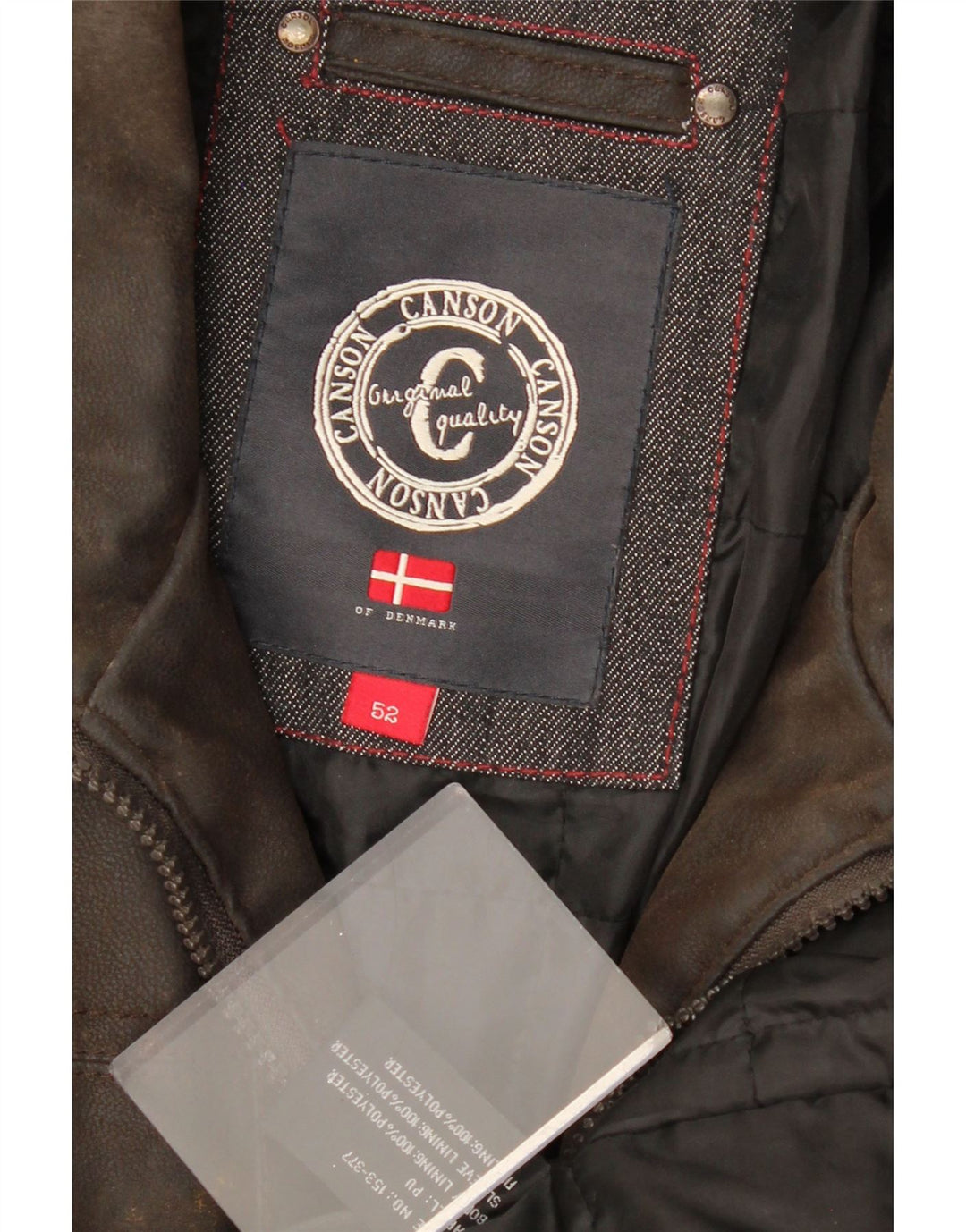 CANSON Mens Faux Leather Jacket EU 52 XL Brown Polyethylene