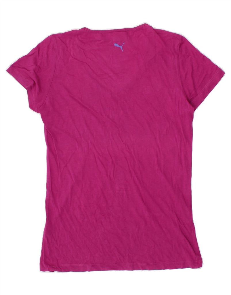 PUMA Womens Graphic T-Shirt Top UK 10 Small Purple Cotton | Vintage Puma | Thrift | Second-Hand Puma | Used Clothing | Messina Hembry 
