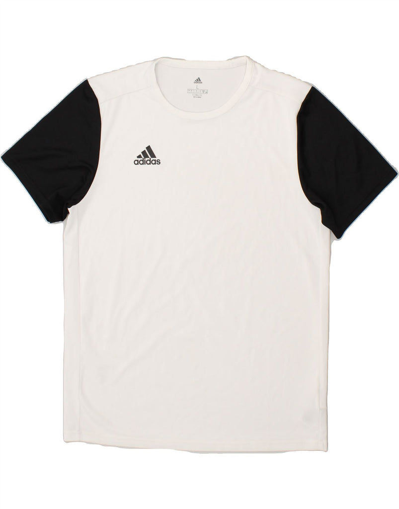 ADIDAS Mens Climalite T-Shirt Top Large White Colourblock Polyester | Vintage Adidas | Thrift | Second-Hand Adidas | Used Clothing | Messina Hembry 