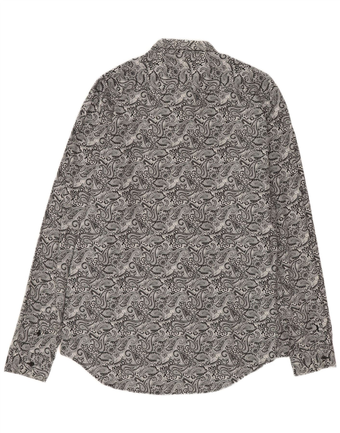 Zara Mens Slim Fit Shirt Large Grey Paisley Cotton