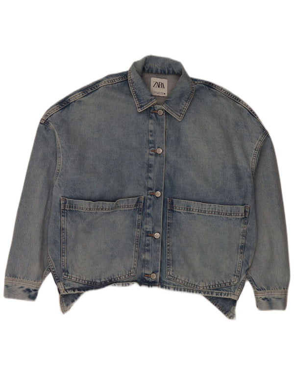 Zara Womens Oversized Denim Jacket UK 6 XS Blue Cotton