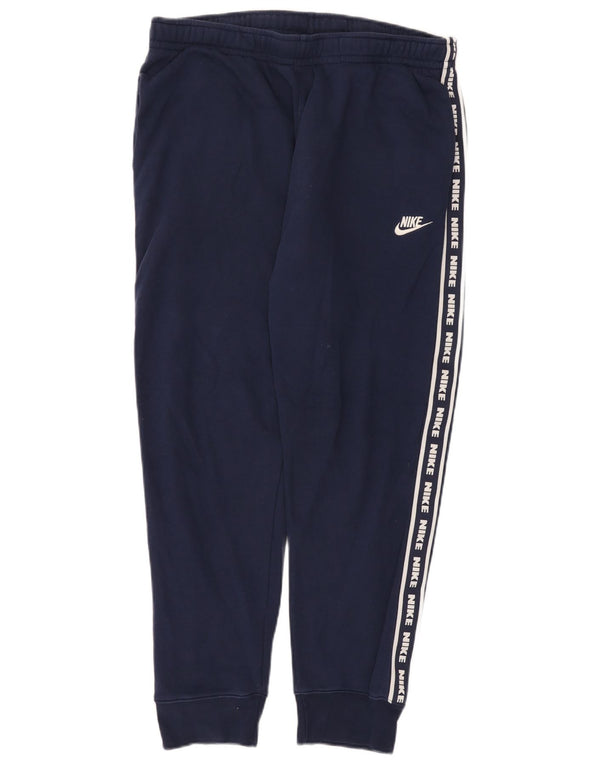 Nike Mens Graphic Tracksuit Trousers Joggers Large Navy Blue Cotton
