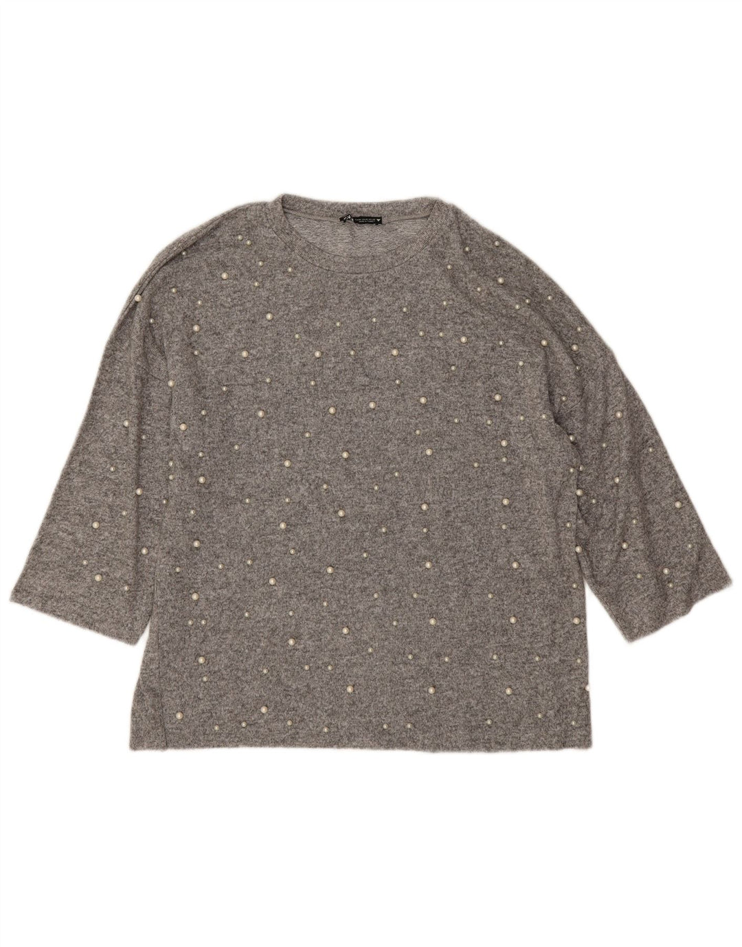 Zara Womens Oversized Crew Neck Jumper Sweater UK 14 Medium Grey