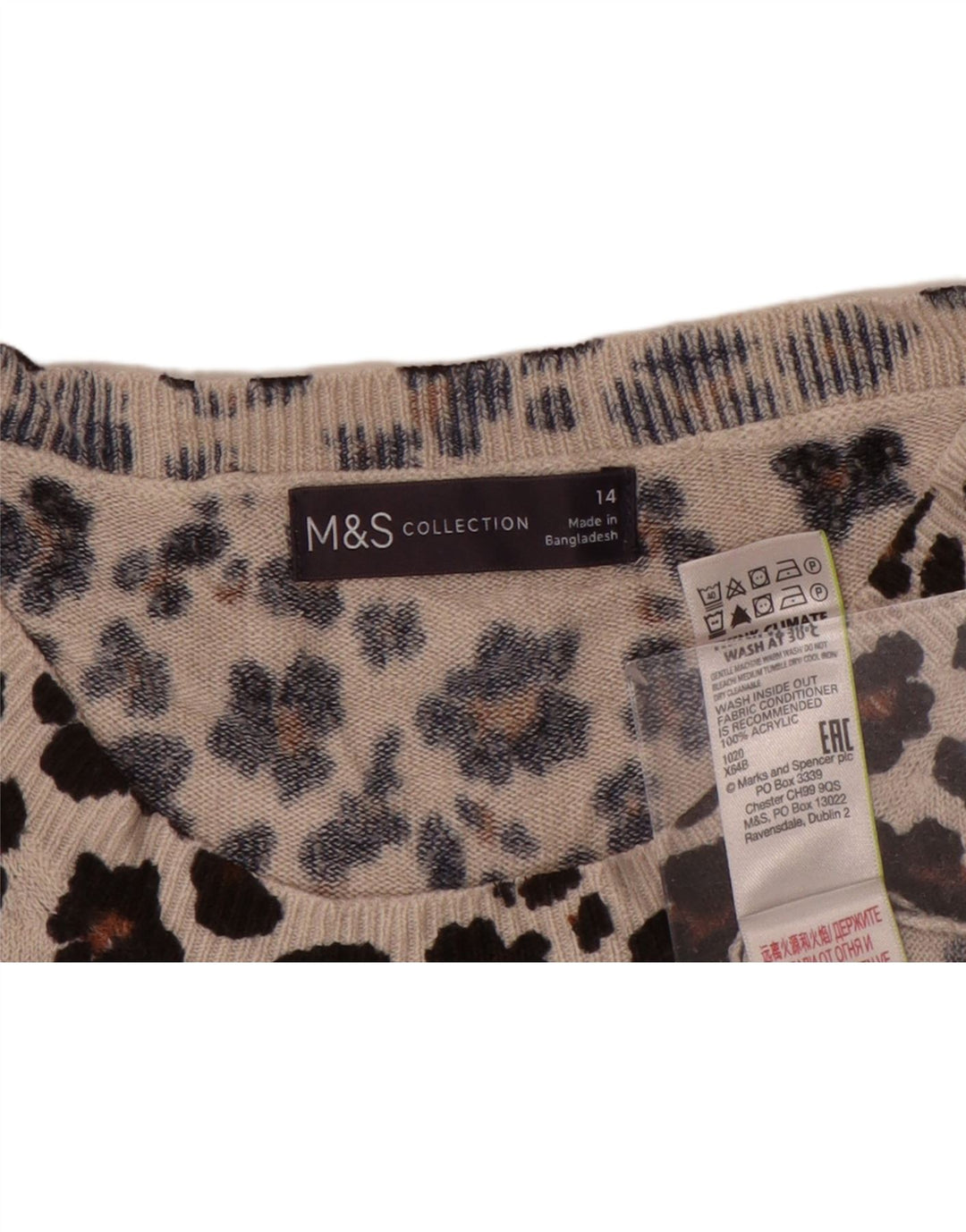 Marks & Spencer Womens Crew Neck Jumper Sweater UK 14 Medium Brown