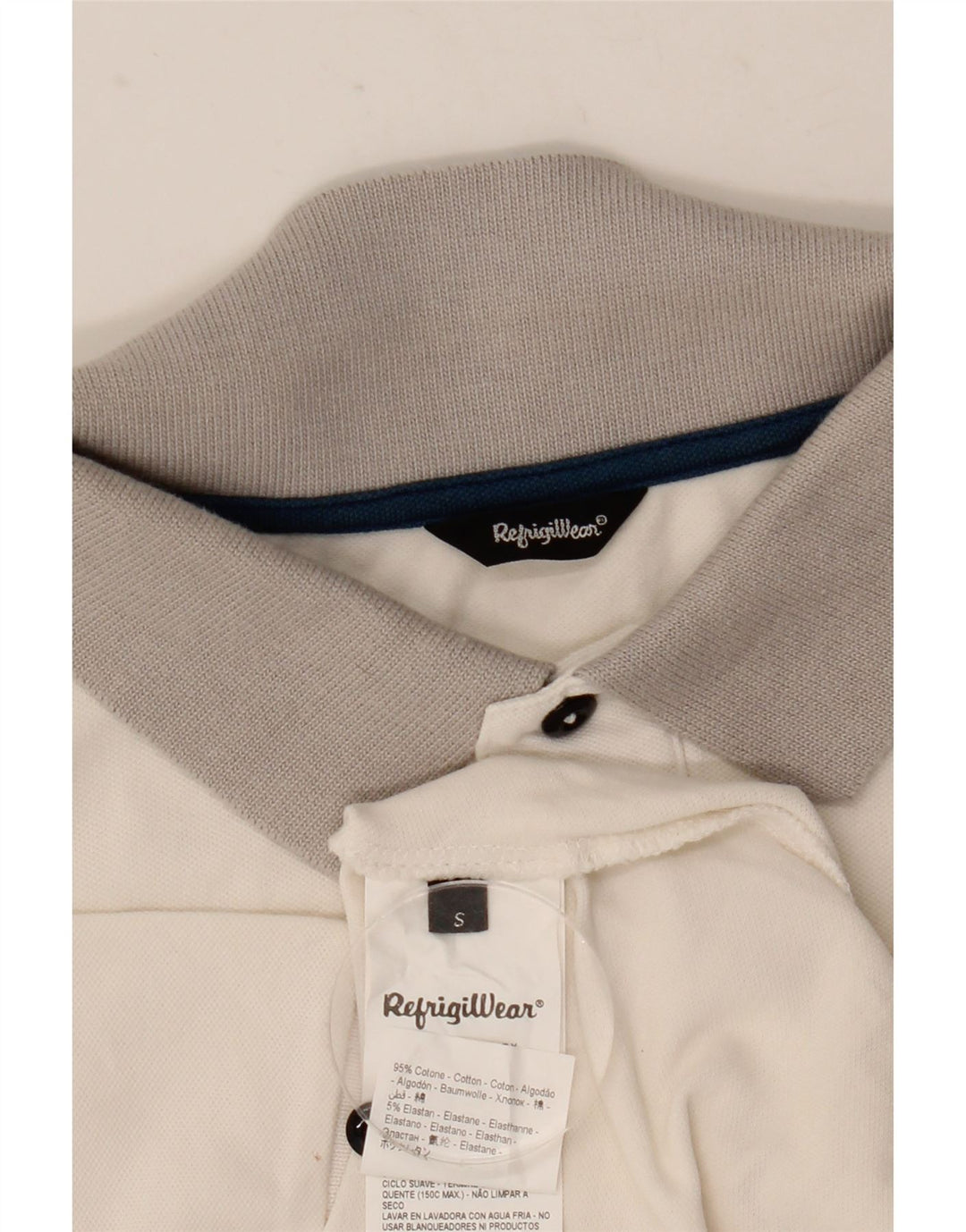 Refrigiwear Mens Polo Shirt Small White Colourblock Cotton