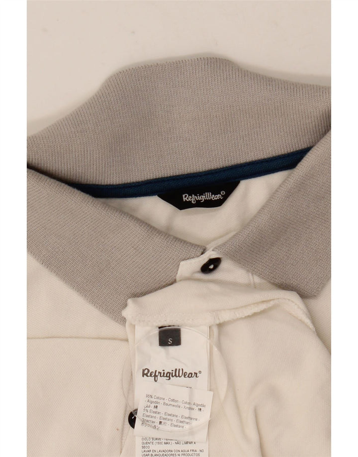 Refrigiwear Mens Polo Shirt Small White Colourblock Cotton