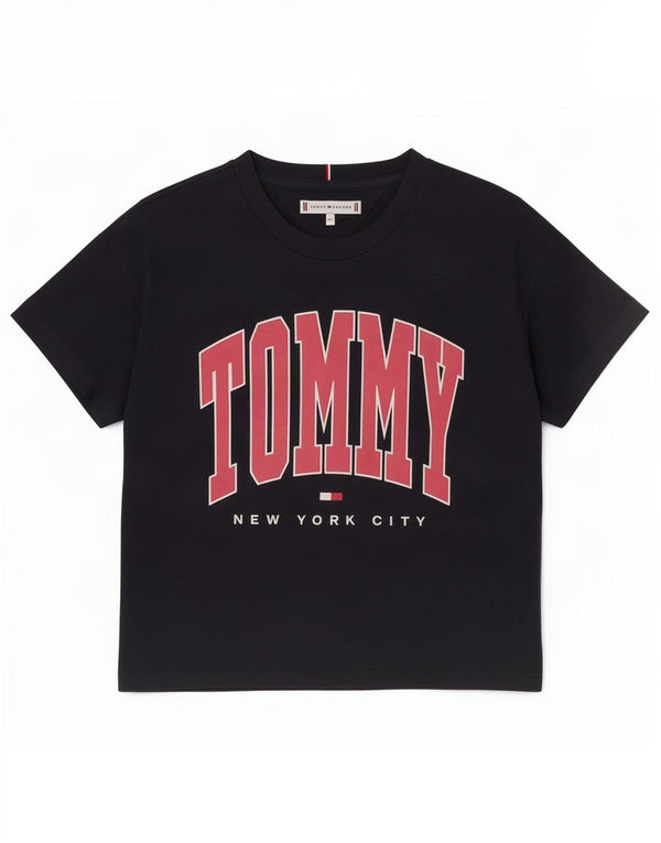 Tommy Hilfiger Girls Graphic T-Shirt Top 11-12 Years Navy Blue