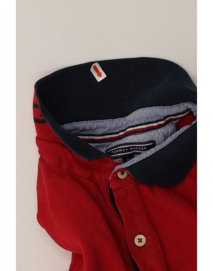 TOMMY HILFIGER Mens Slim Fit Polo Shirt Medium Red Cotton Vintage Tommy Hilfiger and Second-Hand Tommy Hilfiger from Messina Hembry 