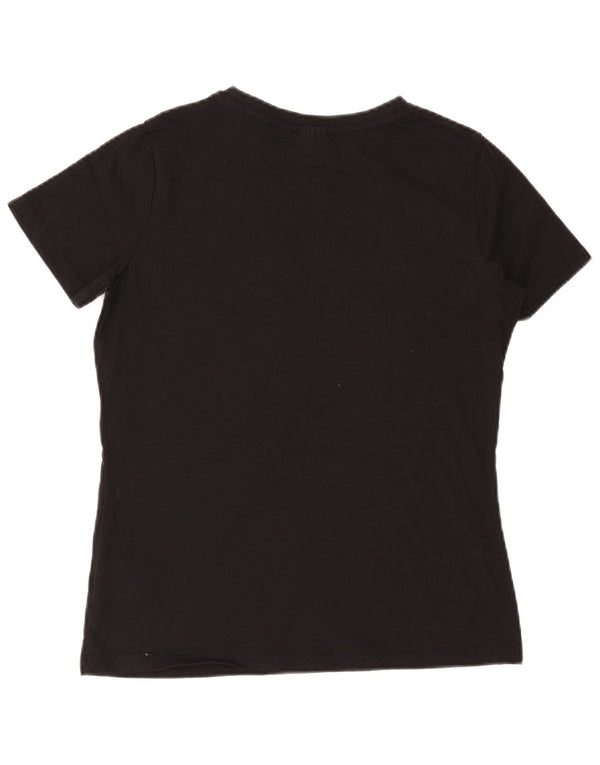 Guess Womens Graphic T-Shirt Top UK 12 Medium Black Cotton