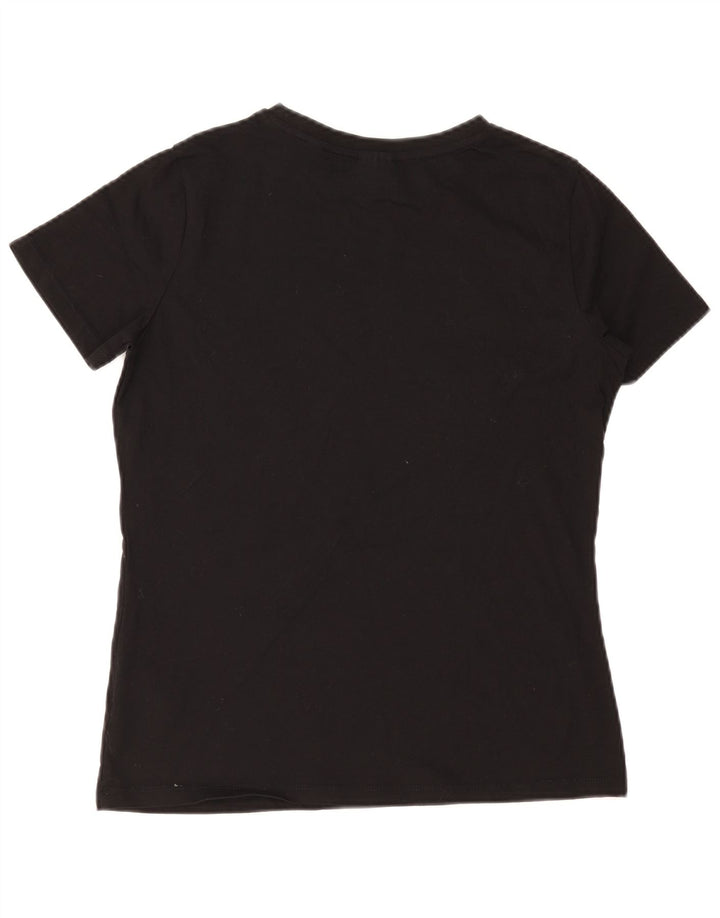 Guess Womens Graphic T-Shirt Top UK 12 Medium Black Cotton