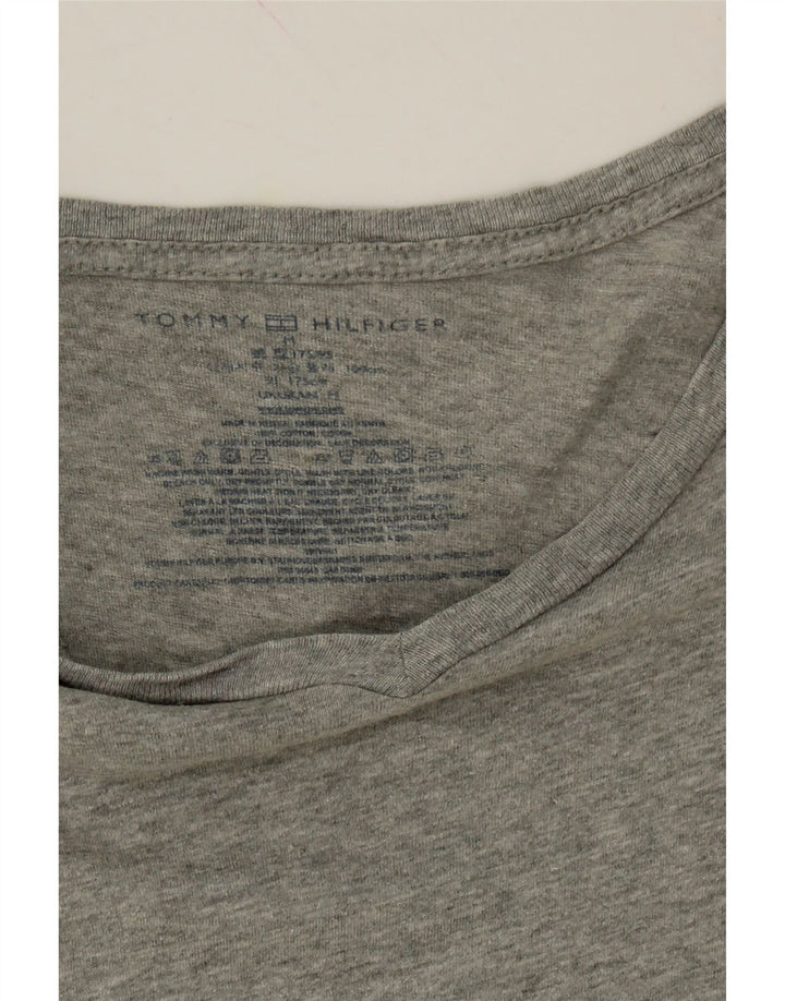 TOMMY HILFIGER Womens T-Shirt Top UK 14 Medium Grey Cotton Vintage Tommy Hilfiger and Second-Hand Tommy Hilfiger from Messina Hembry 
