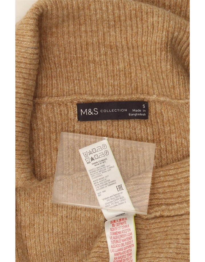 Marks & Spencer Womens Longline Open Cardigan Sweater UK 10 Small Brown