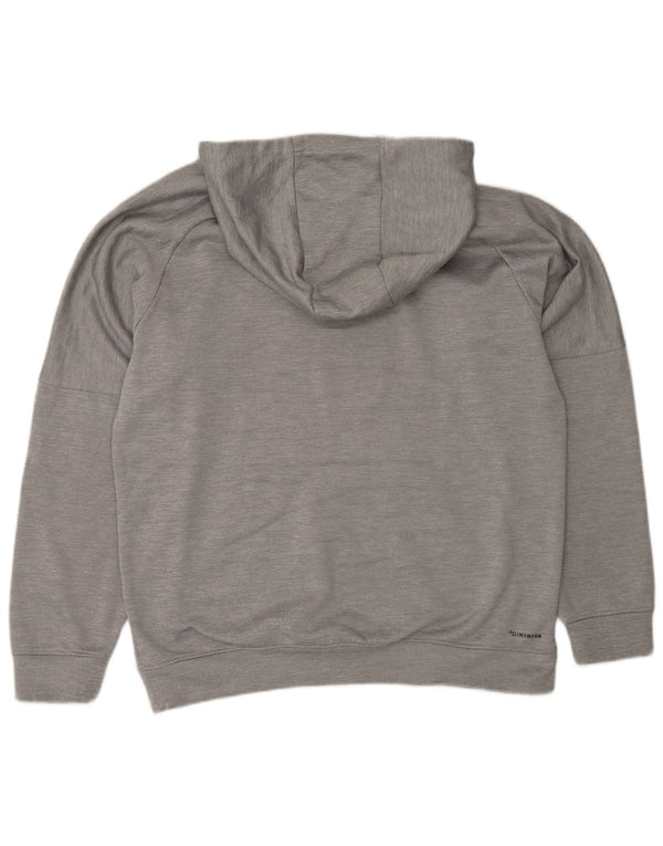 Adidas Mens Climawarm Graphic Hoodie Jumper Large Grey Flecked Polyester