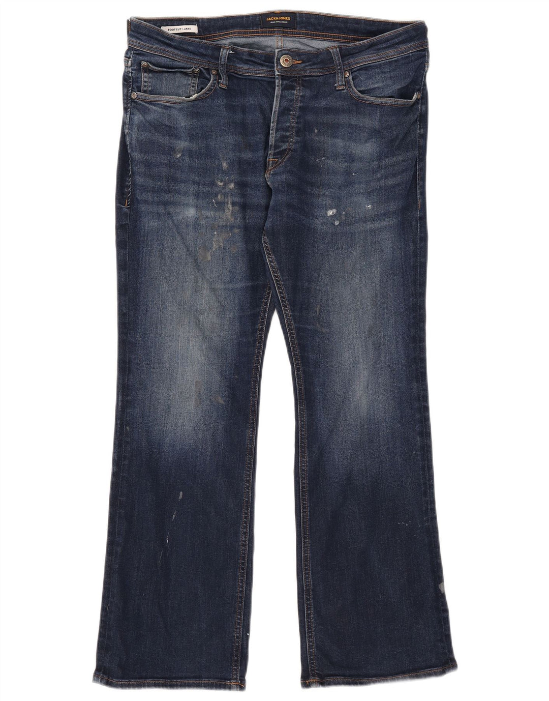 Jack & Jones Mens Jake Bootcut Jeans W34 L30 Navy Blue Cotton