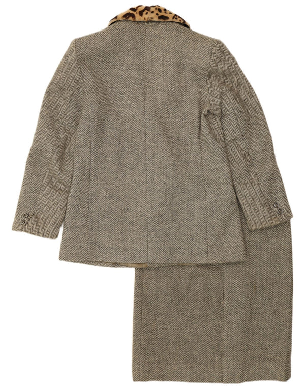 Vintage Womens 2 Piece Skirt Set IT 44 Medium W28 Grey Herringbone
