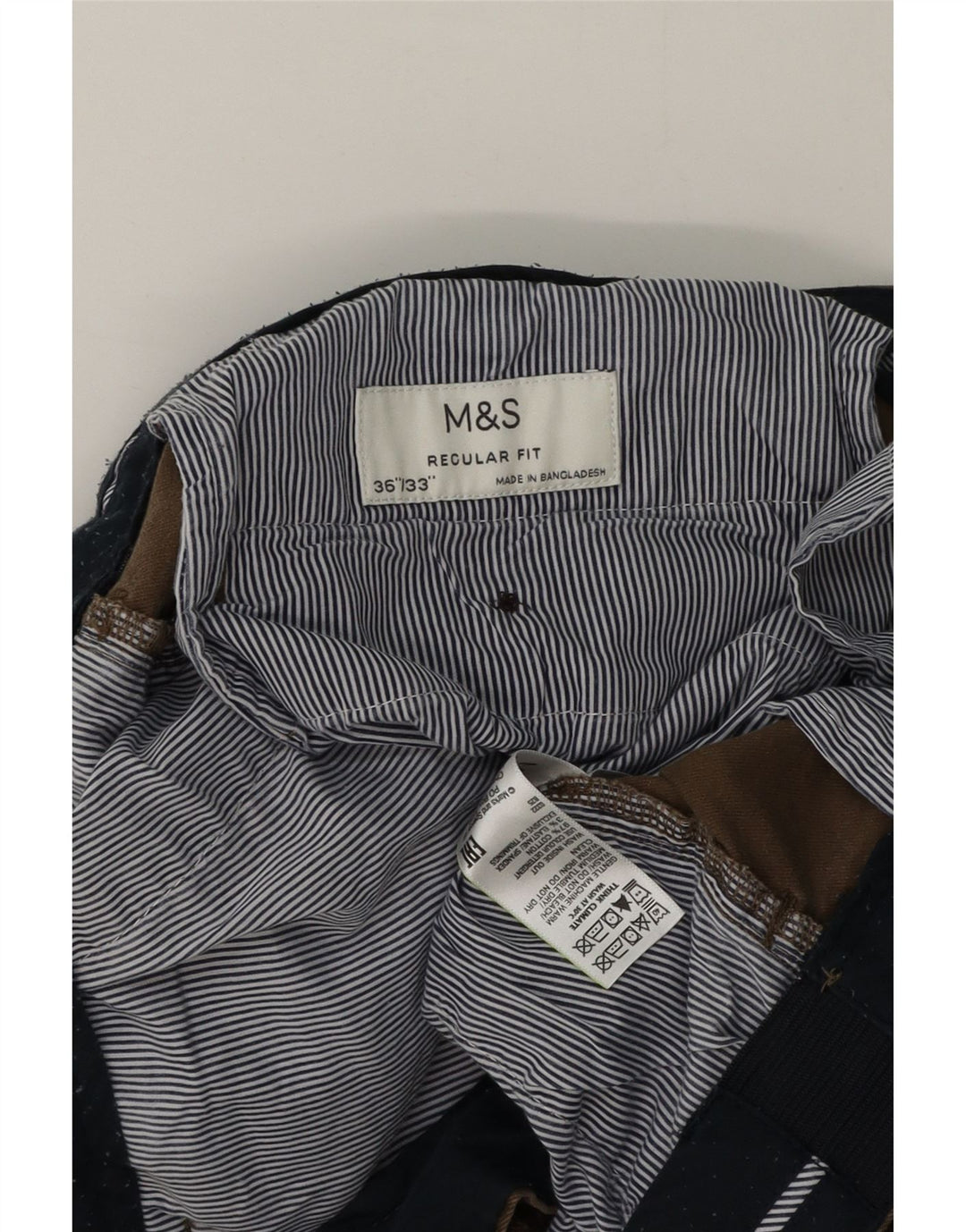 Marks & Spencer Mens Regular Fit Chino Trousers W36 L33 Brown Cotton