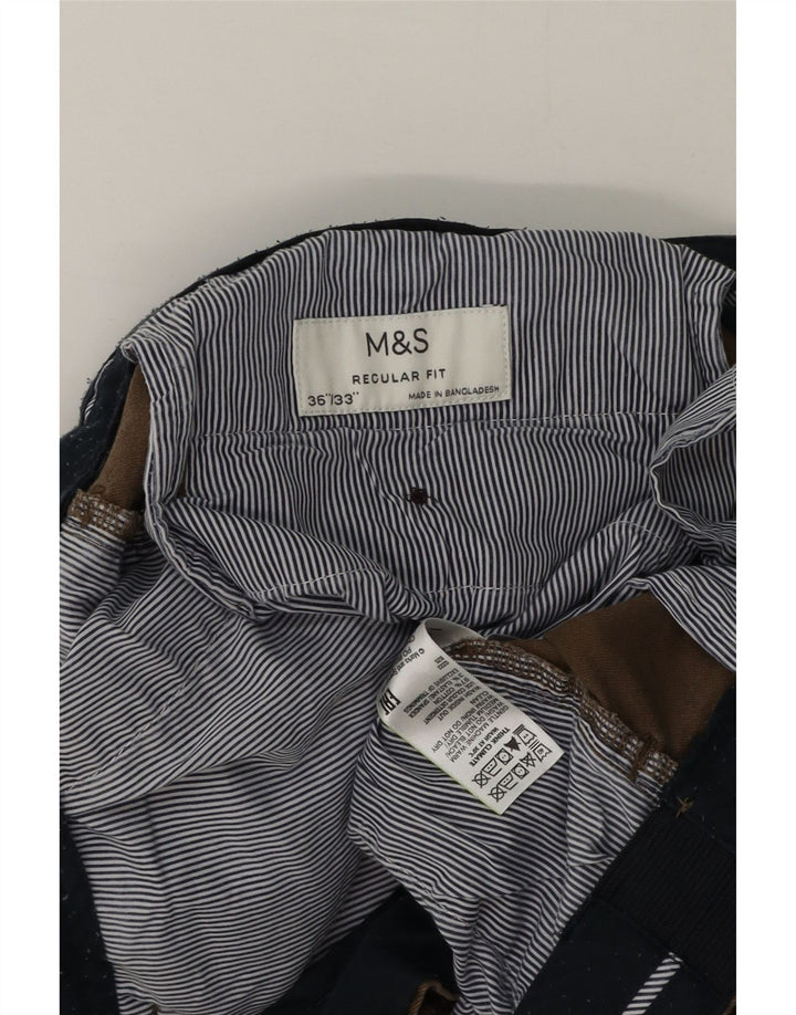 Marks & Spencer Mens Regular Fit Chino Trousers W36 L33 Brown Cotton