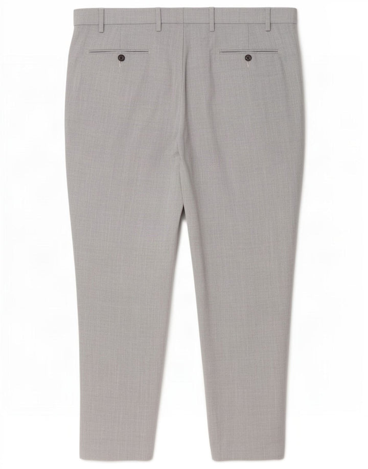 Marks & Spencer Mens Slim Suit Trousers W44 L31 Grey Polyester