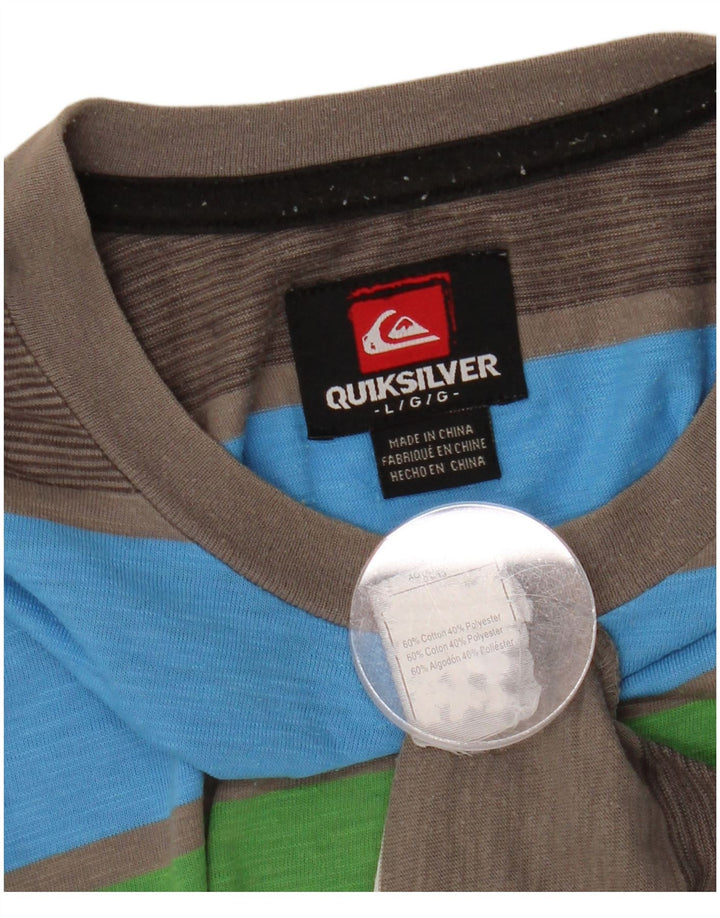 QUIKSILVER Mens T-Shirt Top Large Multicoloured Colourblock Cotton
