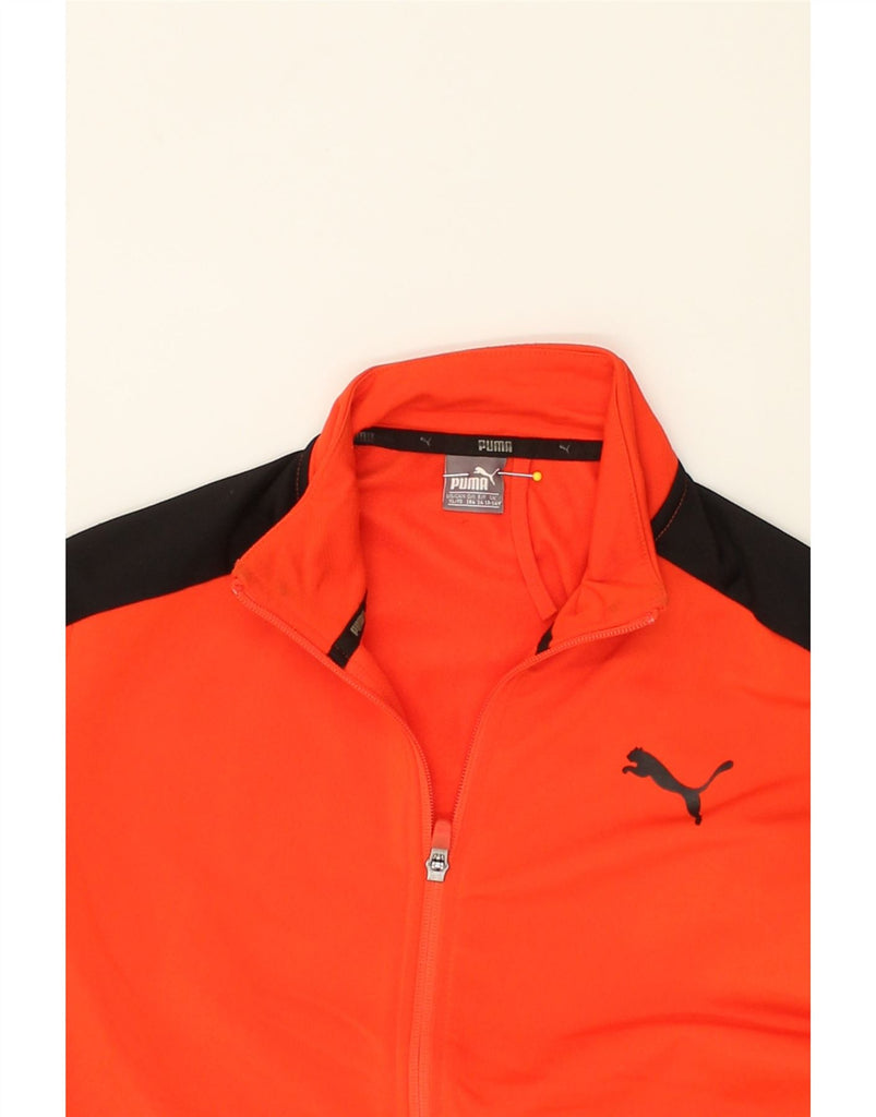 PUMA Boys Tracksuit Top Jacket 13-14 Years Orange Colourblock Polyester | Vintage Puma | Thrift | Second-Hand Puma | Used Clothing | Messina Hembry 