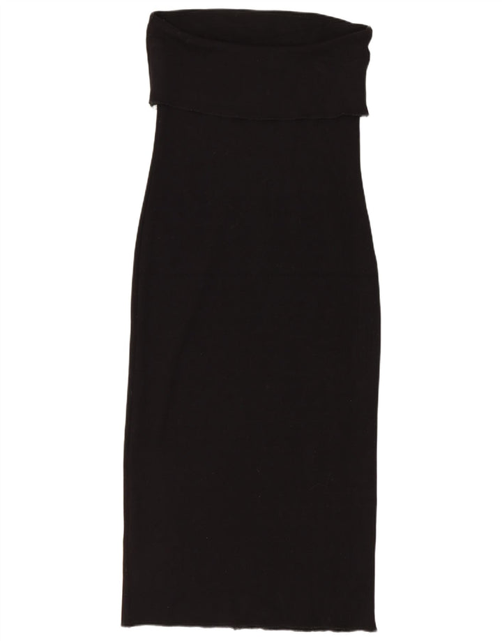 Zara Womens Strapless Dress UK 12 Medium Black Viscose