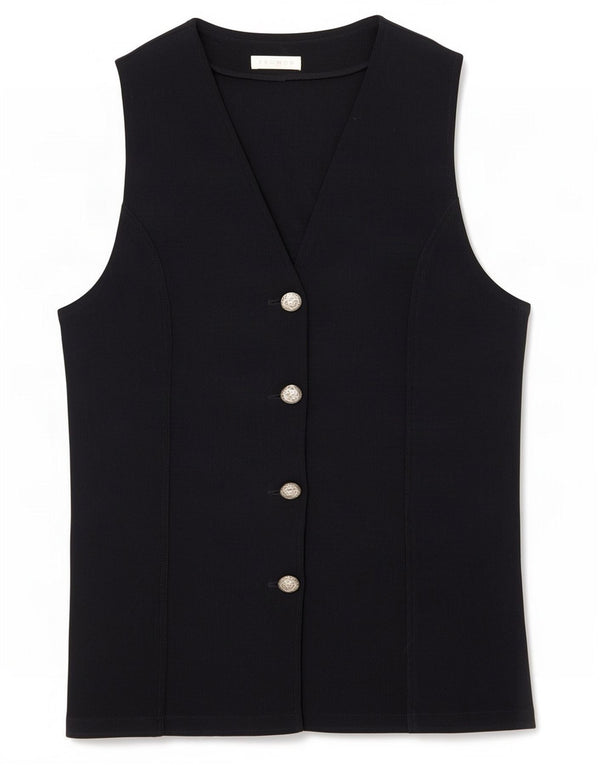 Promod Womens Waistcoat UK 12 Medium Black Polyamide