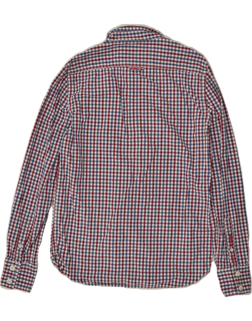 SUPERDRY Mens Slim Shirt Large Blue Gingham Cotton Vintage Superdry and Second-Hand Superdry from Messina Hembry 