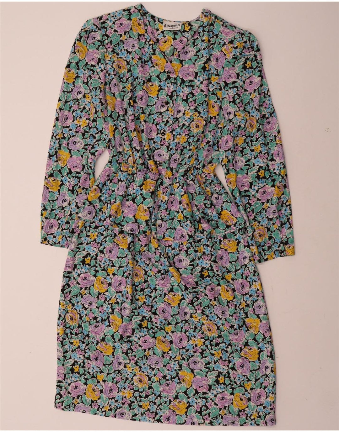 ELENA MIRO Womens Long Sleeve Peplum Dress UK 22 3XL Multicoloured Floral