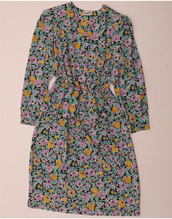 ELENA MIRO Womens Long Sleeve Peplum Dress UK 22 3XL Multicoloured Floral