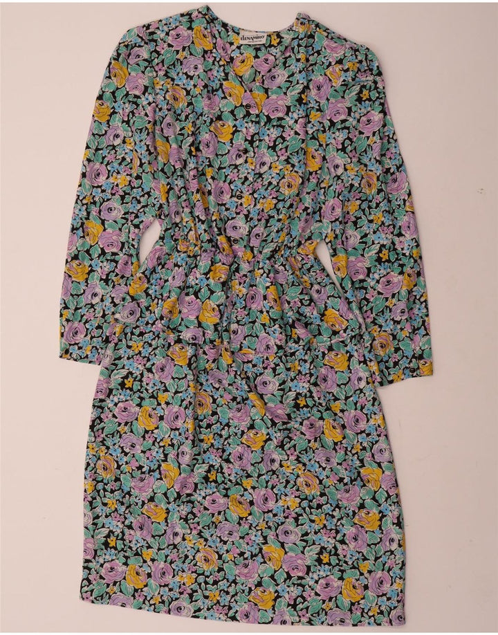 ELENA MIRO Womens Long Sleeve Peplum Dress UK 22 3XL Multicoloured Floral