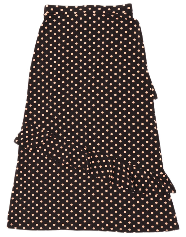 Oasis Womens Midi Tiered Skirt UK 6 XS W24 Black Polka Dot Polyester