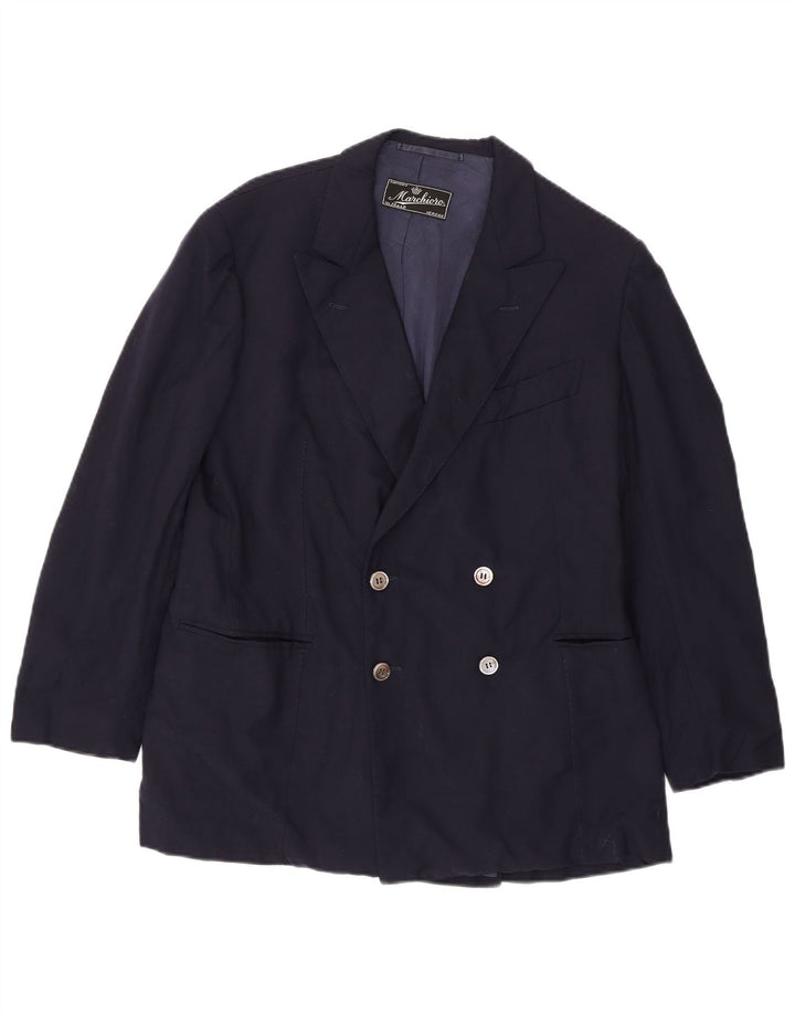 Vintage Mens Double Breasted Blazer Jacket UK 36 Small Navy Blue