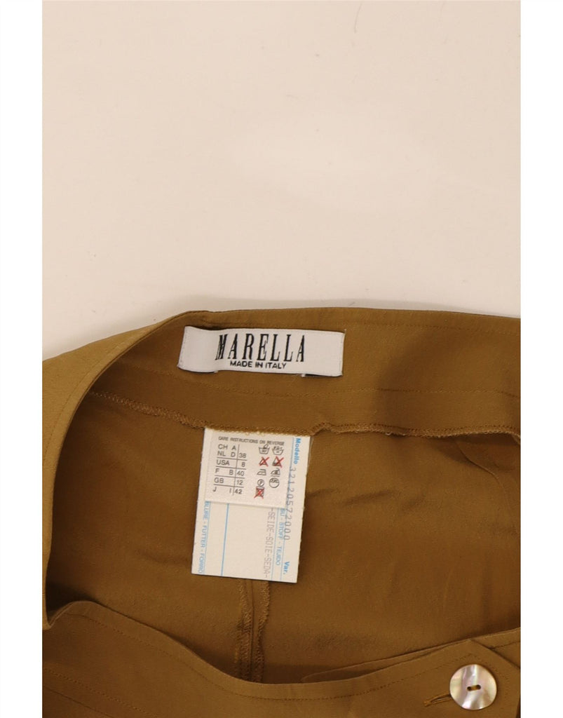 MARELLA Womens High Waist Casual Trousers UK 12 Medium W28 L30 Khaki Vintage Marella and Second-Hand Marella from Messina Hembry 