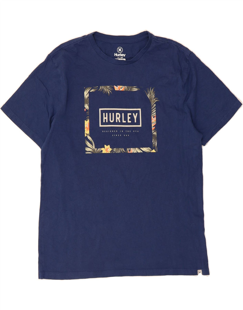 HURLEY Mens Graphic T-Shirt Top Medium Navy Blue Cotton Vintage Hurley and Second-Hand Hurley from Messina Hembry 