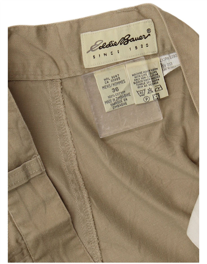 EDDIE BAUER Mens Pegged Chino Shorts W36 Large Beige Cotton