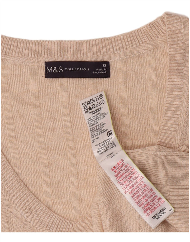 Marks & Spencer Womens Vest Tank Top UK 12 Medium Beige Viscose
