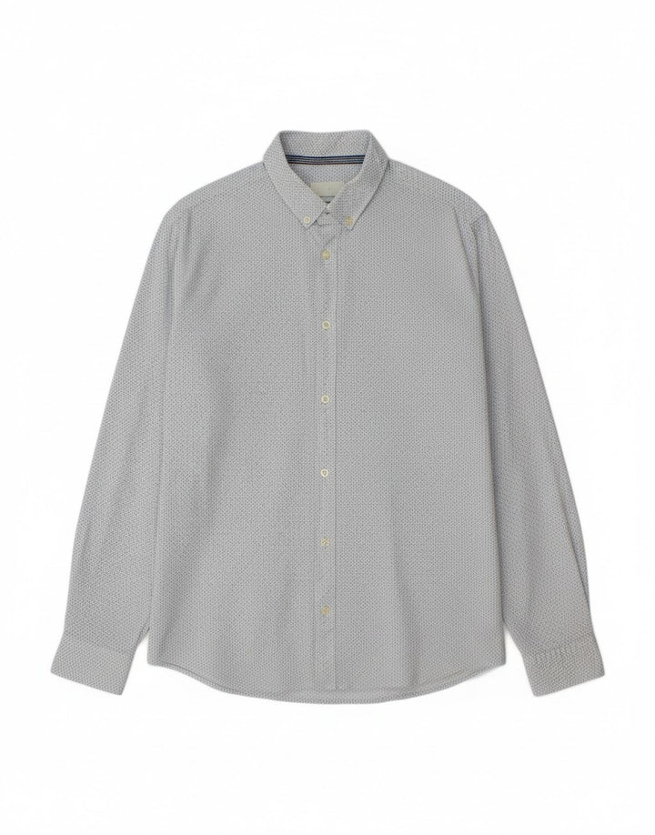 TOM TAILOR Mens Regular Shirt Medium White Spotted Cotton