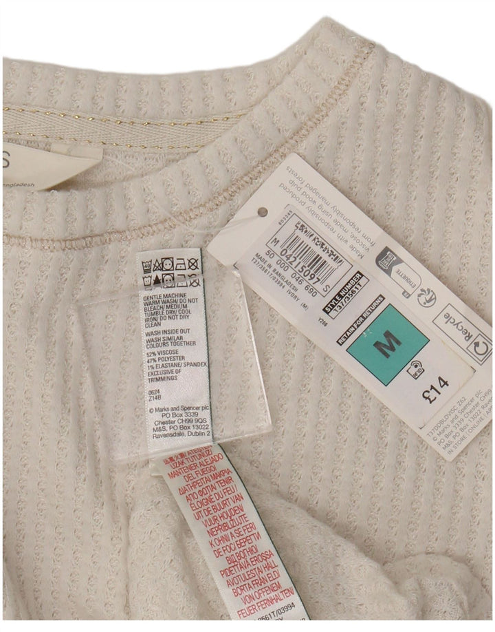 Marks & Spencer Womens Blouse Top UK 14 Medium White Viscose