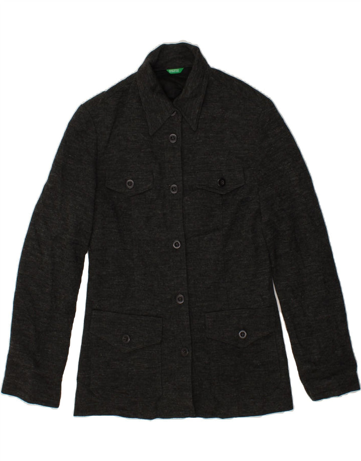 BENETTON Womens Bomber Jacket IT 42 Medium Grey Flecked Acrylic Vintage Benetton and Second-Hand Benetton from Messina Hembry 