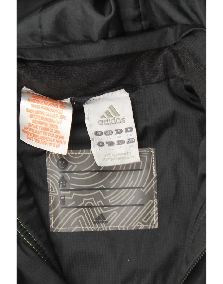 ADIDAS Boys Hooded Windbreaker Jacket 7-8 Years Navy Blue Colourblock