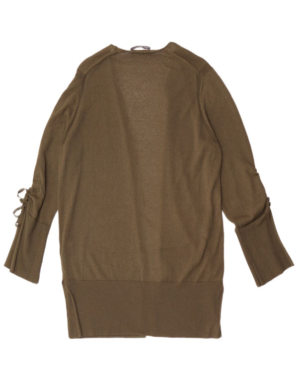 Marks & Spencer Womens Longline Open Cardigan Sweater UK 16 Large Khaki