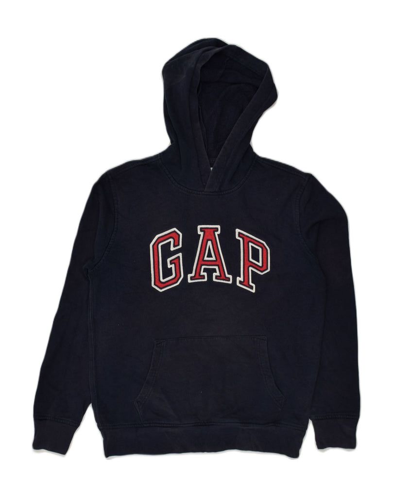 GAP Womens Graphic Hoodie Jumper UK 6 XS Navy Blue Cotton | Vintage Gap | Thrift | Second-Hand Gap | Used Clothing | Messina Hembry 