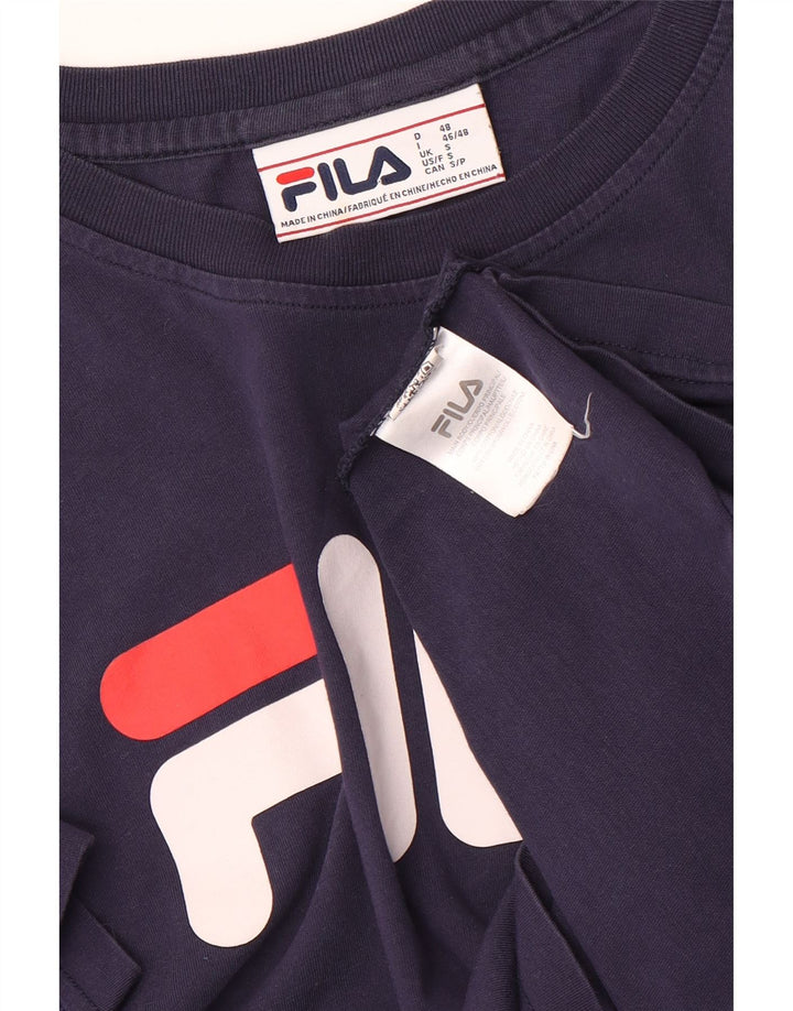 FILA Mens Graphic T-Shirt Top Small Navy Blue Cotton