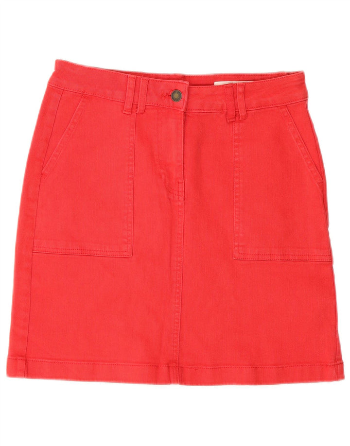 MARKS & SPENCER Womens Denim Skirt UK 8 Small W28 Red Cotton