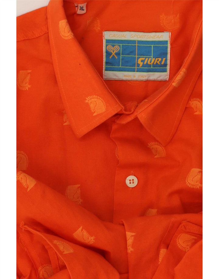Vintage Mens Shirt XL Orange Spotted