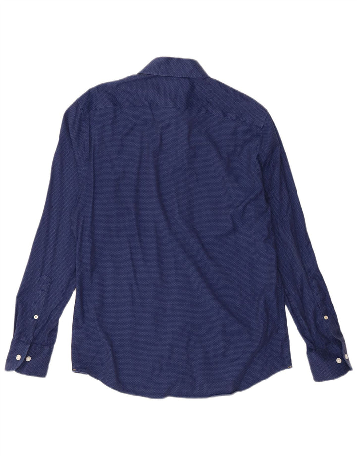 BONOBOS Mens Slim Fit Shirt Medium Navy Blue Spotted Cotton
