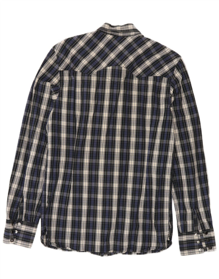 Levi's Mens Shirt Medium Navy Blue Check Cotton