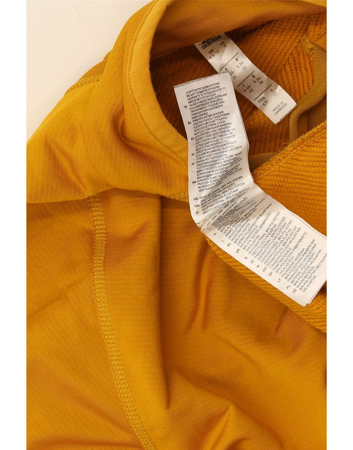 Adidas Womens Top Long Sleeve UK 8/10 Small Yellow Polyester