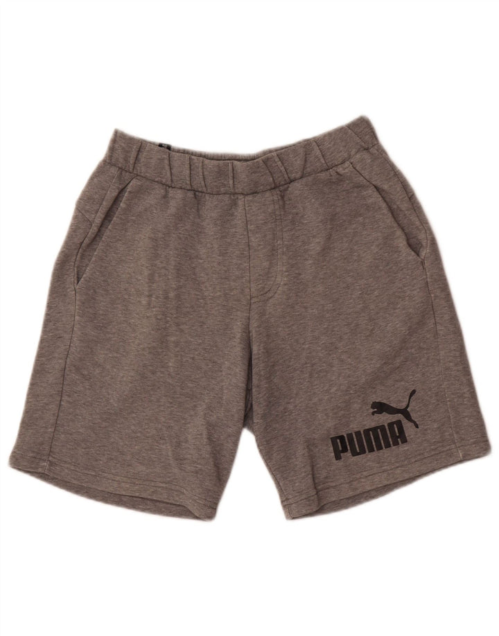Puma Mens Graphic Sport Shorts Small Grey Flecked Cotton