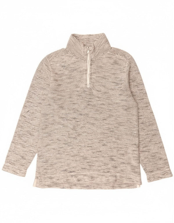 Fat Face Mens Zip Neck Jumper Sweater Large Off White Pinstripe Cotton